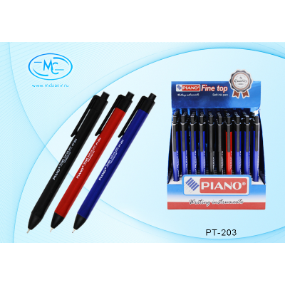 Ручка PIANO-203 шариковая автомат. трехгран.крас.черн.синий(50шт/уп)